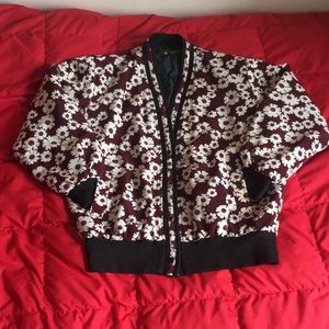 Sun Hung Floral Red White Bomber Jacket